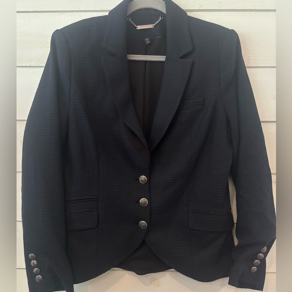WHBM Black and Purple Houndstooth printed blazer in size 12. Great condition!